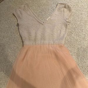 Pink and White Fit-and-Flare Mini Dress